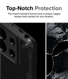 Xiaomi Redmi Note 13 Pro / Poco X6 Case | Fusion-X - Close-up of a black rugged phone case corner next to dark rock.
