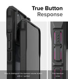 Xiaomi Redmi Note 13 Pro / Poco X6 Case | Fusion-X - Close-up of phone case buttons with tactile + symbol and lines.