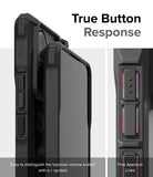 Xiaomi Redmi Note 13 Pro / Poco X6 Case | Fusion-X - Close-up of phone case buttons with tactile symbols and pink accents.
