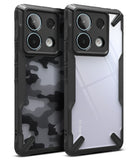 Xiaomi Redmi Note 13 Pro / Poco X6 Case | Fusion-X - Two rugged black phone cases with camo and clear back panels.