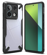 Xiaomi Redmi Note 13 Pro / Poco X6 Case | Fusion-X - Rugged black protective case with clear back on a smartphone.