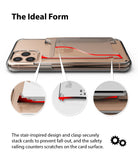 Card Holder | Slot [3 Cards] - Phone case with a stair-inspired card slot, featuring close-up details of the secure clasp.