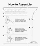 Ringke Stand Floor Holder - Five-step assembly guide showing how to connect the stand poles, mount holder, and ball joint.