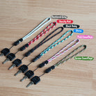 Paracord Lanyard Wrist Strap [2 Pack] - Six colorful paracord wrist straps with keys attached, labeled by color pattern.
