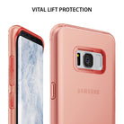 Galaxy S8 Case | Air - Rose gold phone case on a Galaxy S8 showing front and back views with raised edges for protection.