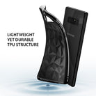 Galaxy Note 8 Case | Air Prism - Flexible black geometric TPU phone case hovering next to a Samsung Galaxy Note 8.