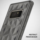 Galaxy Note 8 Case | Air Prism - Smoke black phone case with a geometric, 3D prism pattern on the back and clear side buttons.