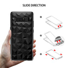 Galaxy Note 8 Case | Air Prism - Hand holding a black geometric patterned phone case with a three-step installation guide.