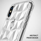 iPhone X Case | Air Prism - Clear phone case with a geometric, faceted prism pattern on the back and side button cutouts.