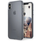 iPhone X Case | Air - A translucent smoke black protective case on an iPhone X displaying a hot air balloon landscape.