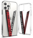 Ringke Strap Band - Clear phone cases with a red and black wrist strap featuring VIP and Live a Better Day text.
