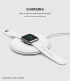 Apple Watch Series 3 / 2 / 1 (38mm) | Bezel Styling - Apple Watch with bezel styling charging on a white pad.