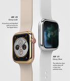 Apple Watch Series 3 / 2 / 1 (38mm) | Bezel Styling - Glossy gold and silver bezel covers on two Apple Watches.