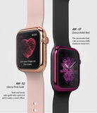 Apple Watch Series 3 / 2 / 1 (38mm) | Bezel Styling - Two Apple Watches with glossy pink gold and violet red bezel covers.