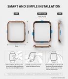 Apple Watch Series 3 / 2 / 1 (38mm) | Bezel Styling - Installation guide showing rose gold bezel dimensions and steps.