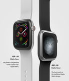 Apple Watch Series 3 / 2 / 1 (38mm) | Bezel Styling - Two Apple Watches with matte gray and silver bezel covers.