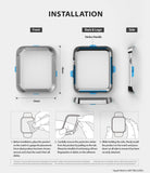 Apple Watch Series 3 / 2 / 1 (38mm) | Premium Bezel Styling O - Installation guide showing bezel dimensions and steps.