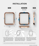 Apple Watch Series 3 / 2 / 1 (38mm) | Premium Bezel Styling O - Installation guide showing bezel dimensions and steps.