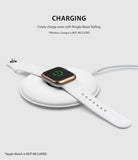 Apple Watch 3 / 2 / 1 (42mm) | Bezel Styling - Apple Watch with rose gold bezel styling charging on a wireless pad.