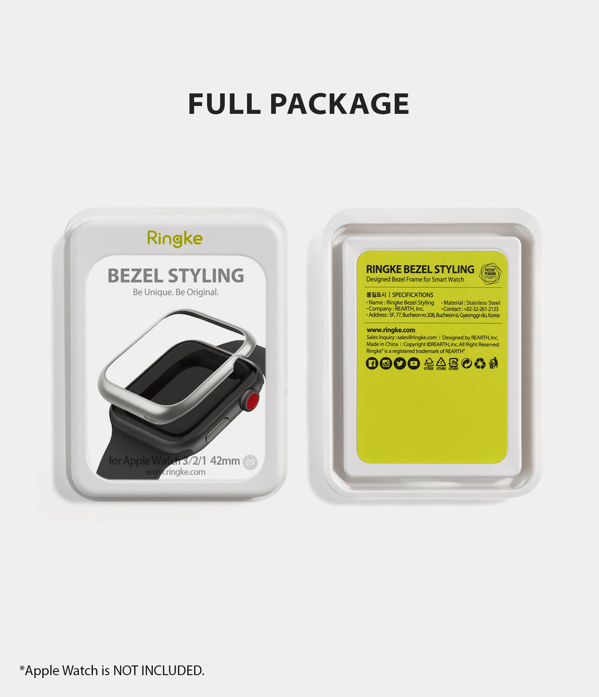 Apple Watch 3 / 2 / 1 (42mm) | Bezel Styling - Front and back view of Ringke Bezel Styling packaging for Apple Watch.