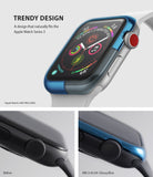 Apple Watch 3 / 2 / 1 (42mm) | Bezel Styling - Glossy blue metallic bezel cover on an Apple Watch, showing before and after.
