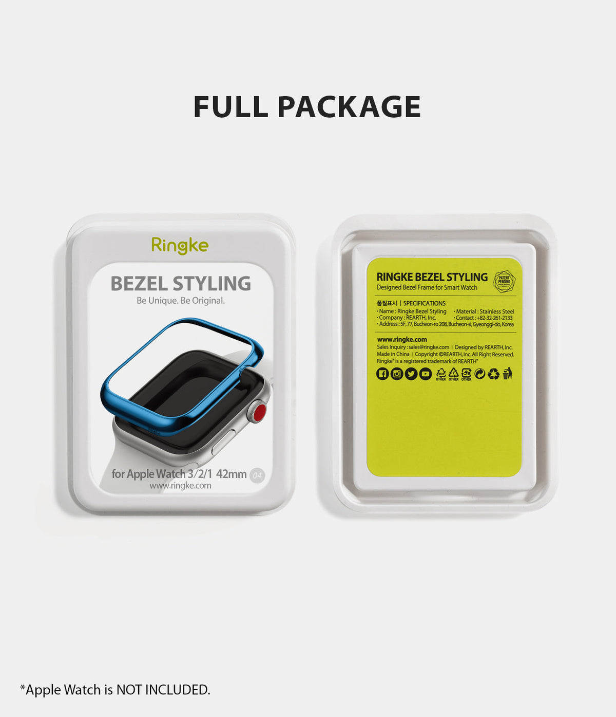 Apple Watch 3 / 2 / 1 (42mm) | Bezel Styling - Front and back view of Ringke Bezel Styling packaging for Apple Watch.