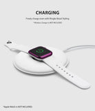 Apple Watch 3 / 2 / 1 (42mm) | Bezel Styling - Apple Watch with purple bezel styling charging on a white wireless pad.