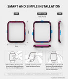 Apple Watch 3 / 2 / 1 (42mm) | Bezel Styling - Installation guide showing front, back, and side views of the bezel with steps.