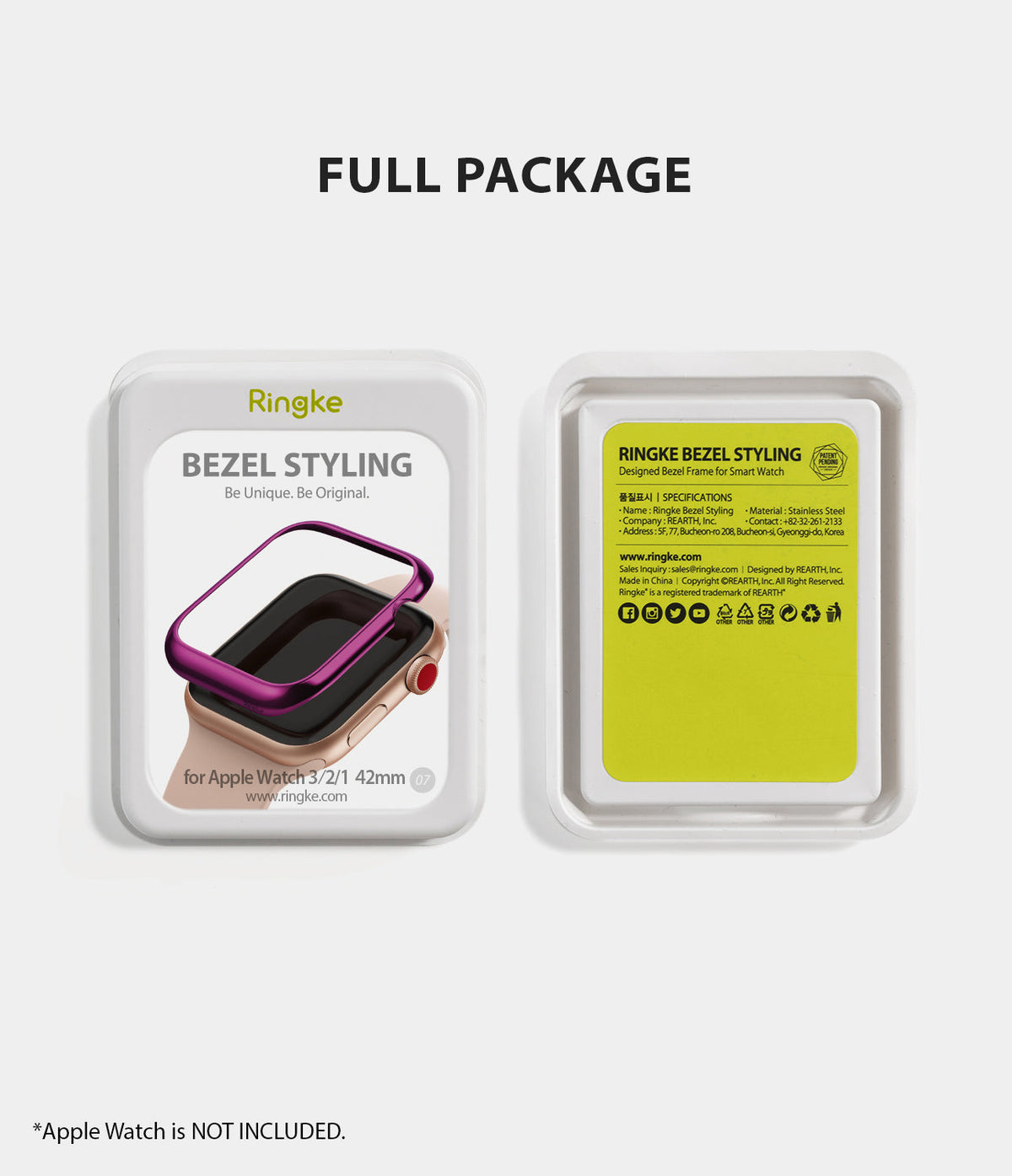 Apple Watch 3 / 2 / 1 (42mm) | Bezel Styling - Front and back view of Ringke Bezel Styling packaging for Apple Watch.