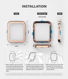 Apple Watch Series 3 / 2 / 1 (42mm) | Premium Bezel Styling H - Installation guide showing bezel dimensions and steps.