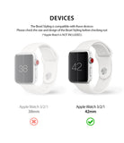 Apple Watch 3 / 2 / 1 (42mm) | Bezel Styling - Comparison of 38mm and 42mm Apple Watches with a red checkmark for 42mm.