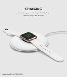 Apple Watch Series 6 / 5 / 4 / SE (40mm) | Bezel Styling - Apple Watch with rose gold bezel charging on a white pad.