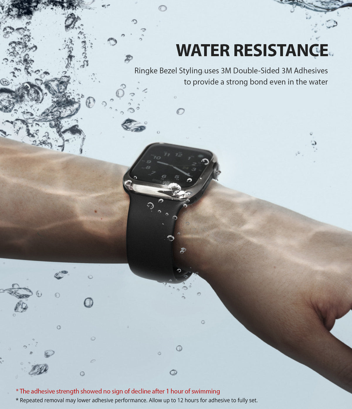 Apple Watch 3 / 2 / 1 (42mm) | Bezel Styling - Apple Watch with bezel styling submerged in water with bubbles.