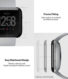 Fitbit Versa | Bezel Styling 03 - Diagram showing precise fit and easy adhesive installation of a watch bezel accessory.