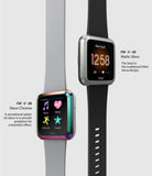 Fitbit Versa | Bezel Styling 08 - Two Fitbit Versa watches with neon chrome and matte silver Ringke bezel styling accessories.