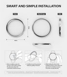 Galaxy Watch Active 2 40mm | Bezel Styling - Diagrams showing dimensions and three-step installation guide for a watch bezel.