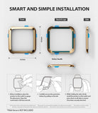 Fitbit Versa | Bezel Styling 05 - Gold bezel frame with installation diagrams and instructions for a Fitbit Versa.