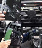 CD Slot Car Mount [2 in 1] - Four-panel view showing a magnetic and cradle-style phone mount installed in a car CD player slot.