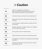 Ringke Clamp Holder - A numbered list of nine safety precautions for using the clamp stand, including device size limits.