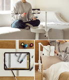 Ringke Clamp Holder - Adjustable white arm stand clamping a tablet or gaming console for hands-free use on tables and beds.