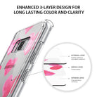 Galaxy S8 Case | Fusion Deco - Clear phone case with pink watercolor hearts and a diagram showing its 3-layer design.