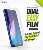 Redmi Note 8 Screen Protector | Dual Easy Film - Redmi Note 8 with a clear screen protector film being applied.