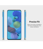 Galaxy A51 Screen Protector | Dual Easy Film Wing - Galaxy A51 Screen Protector - Front and side views of a blue smartphone showing a precise screen protector fit.