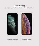 iPhone 11 Pro Max Screen Protector | Dual Easy Film - iPhone 11 Pro Max Screen Protector - Compatibility chart showing iPhone 11 Pro Max and iPhone XS Max side-by-side.