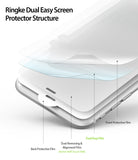 iPhone 7 / 8 / SE 2020 Screen Protector | Dual Easy Film - iPhone 7 / 8 / SE 2020 Screen Protector - Diagram showing the layered structure of the screen protector on a phone.