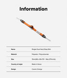 Dual Hand Slim Strap - Orange polyester hand strap with black adjustable buckles and attachment loops on a white background.