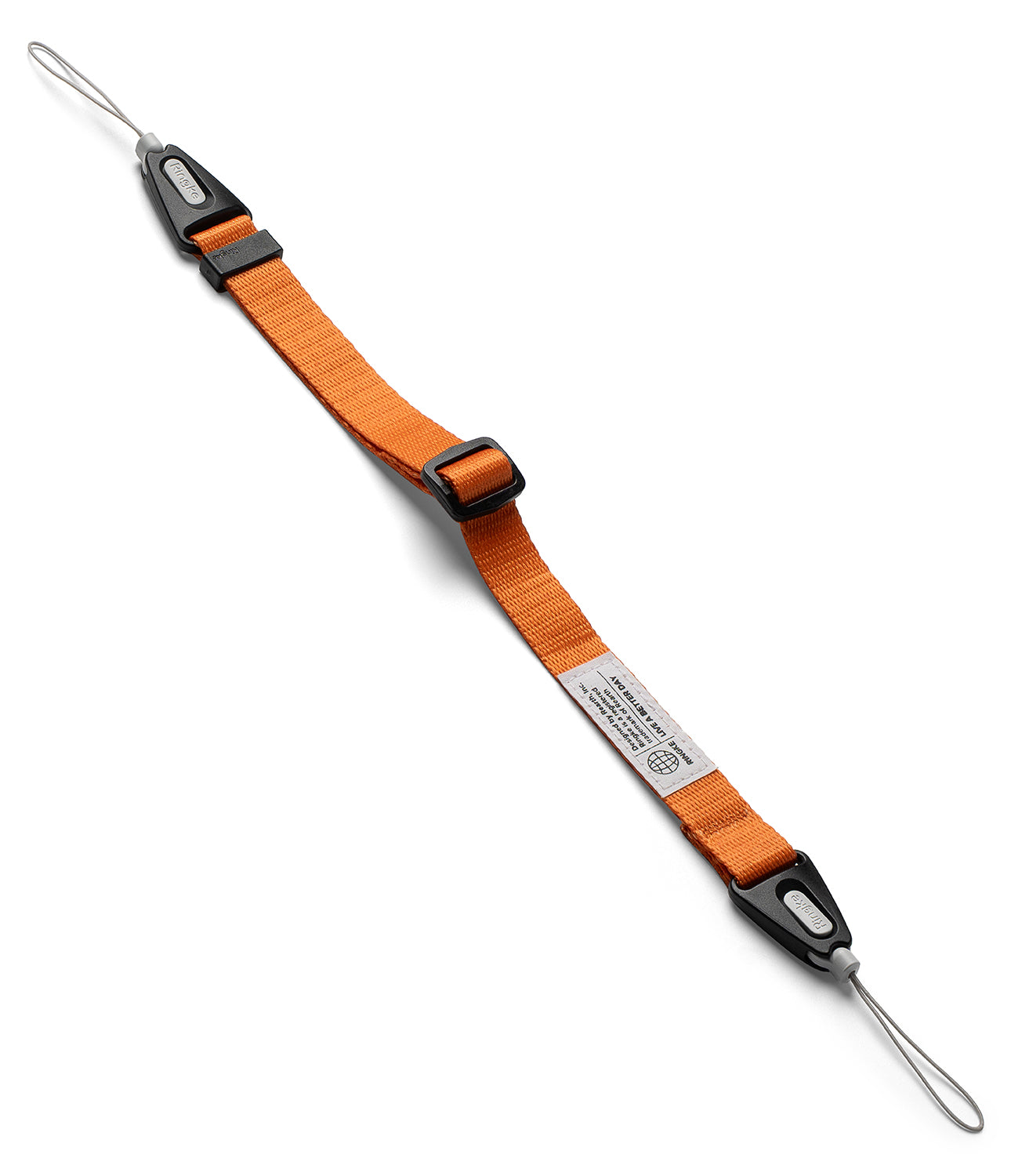 Dual Hand Slim Strap - Orange adjustable nylon strap with black plastic connectors and thin attachment loops at both ends.