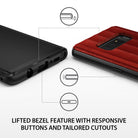 Galaxy Note 8 Case | Flex S - Red phone case showing lifted bezel, responsive buttons, and precise port cutouts.