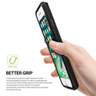 iPhone 7 Plus Case | Flex S - Hand holding a black smartphone case, highlighting the non-slip grip and slim design.