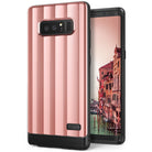 Galaxy Note 8 Case | Flex S Pro - Rose pink ribbed phone case with black base and Ringke logo on a Galaxy Note 8.